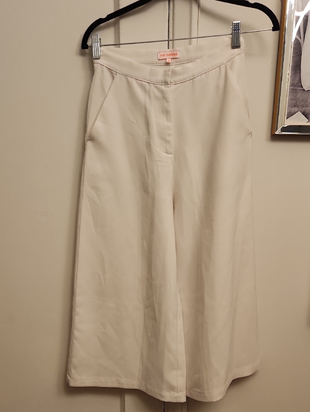 Re:Named Cream Wide-Leg Cropped Pants